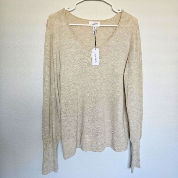 NWT Soma Wknd Eco Yarn V Neck Top In Heather Praline, Womens XL - Picture 1 of 4